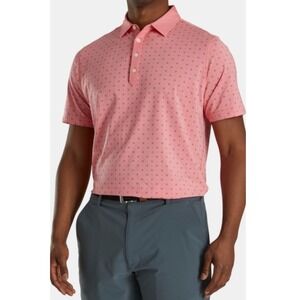 FootJoy Mens XL Athletic Fit Golf Polo Performance Shirt‎ Pink Deco Print